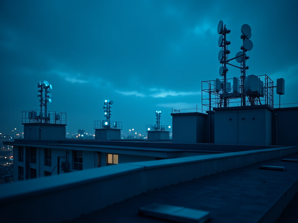 Infraestructura de red 5G moderna con antenas avanzadas